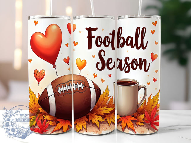 Football Season 20oz Skinny Tumbler PNG, Fall Football Tumbler Sublimation Wrap, Straight & Tapered Tumbler Wrap, Instant Digital Download Sublimation ToriDesigns 