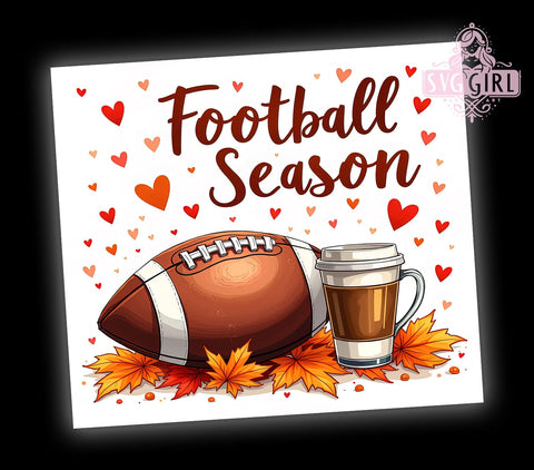 Football Season 20oz Tumbler Wrap Sublimation Design, Straight Tapered Tumbler Wrap, Fall Football Tumbler Png, Instant Digital Download Sublimation SvggirlplusArt 