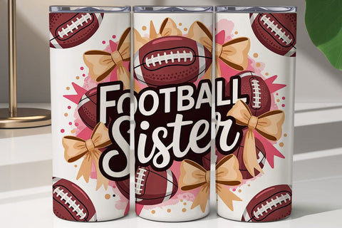 Football Sister 20oz Tumbler Wrap SVG DesignSVG 