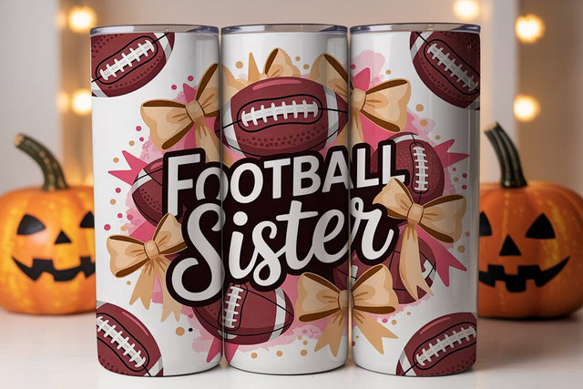 Football Sister 20oz Tumbler Wrap SVG DesignSVG 