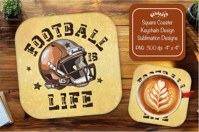 Football Square coaster png Football life sublimation designs Sublimation Createya Design 