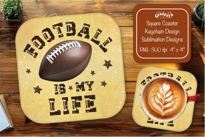 Football Square coaster png Football life sublimation designs Sublimation Createya Design 