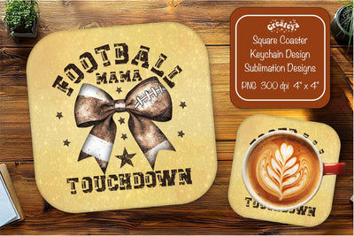 Football Square coaster png Football mama Square coaster sublimation designs Sublimation Createya Design 