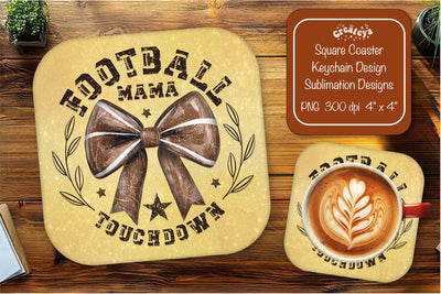 Football Square coaster png Football mama Square coaster sublimation designs Sublimation Createya Design 