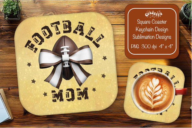 Football Square coaster png Football mom Square coaster sublimation designs Sublimation Createya Design 