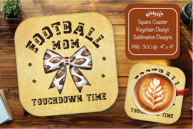 Football Square coaster png Football mom Square coaster sublimation designs Sublimation Createya Design 