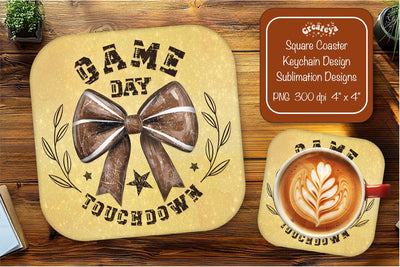 Football Square coaster png Game day Square coaster sublimation designs Sublimation Createya Design 
