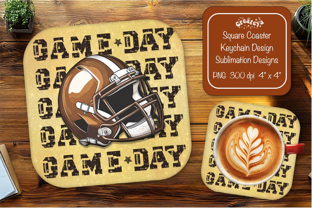 Football Square coaster png Game day Square coaster sublimation designs Sublimation Createya Design 
