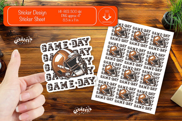 Football Stickers PNG printable stickers Print and cut stickers American football png Game day Sublimation Createya Design 