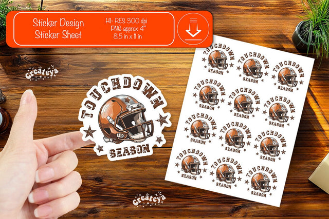 Football Stickers PNG printable stickers Print and cut stickers American football png Sublimation Createya Design 