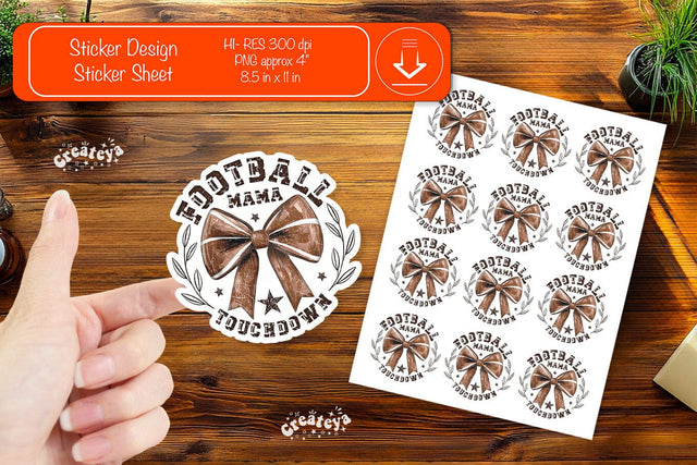 Football Stickers PNG printable stickers Print and cut stickers American football png Sublimation Createya Design 