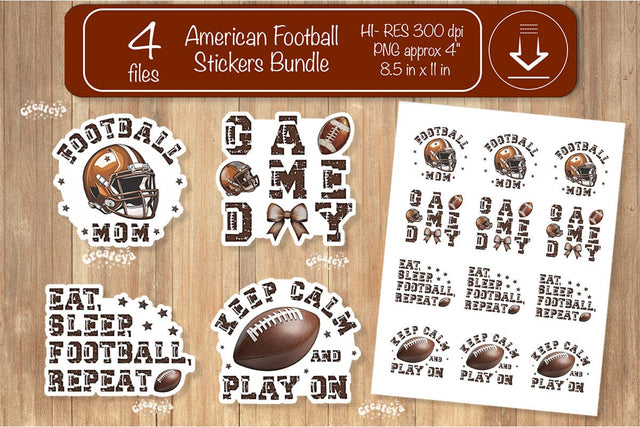 Football Stickers PNG printable stickers Print and cut stickers American football png Sublimation Createya Design 