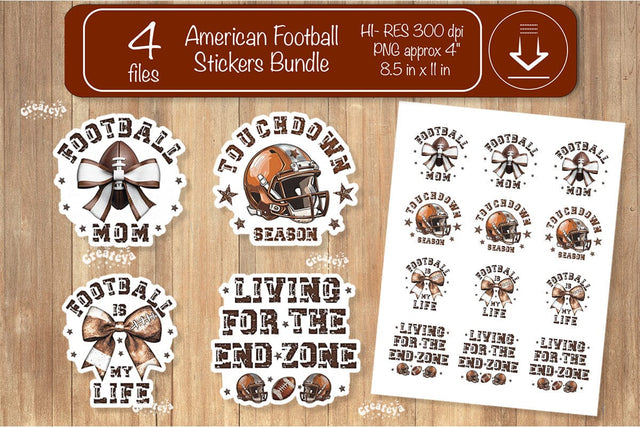 Football Stickers PNG printable stickers Print and cut stickers American football png Sublimation Createya Design 