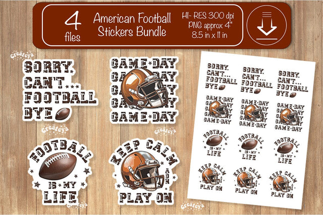 Football Stickers PNG printable stickers Print and cut stickers American football png Sublimation Createya Design 