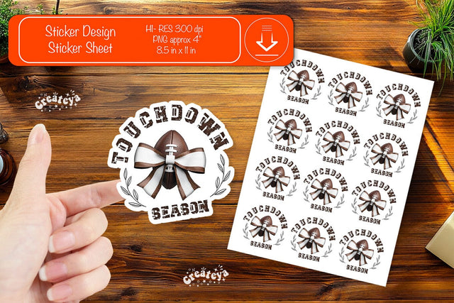Football Stickers PNG printable stickers Print and cut stickers American football png Sublimation Createya Design 