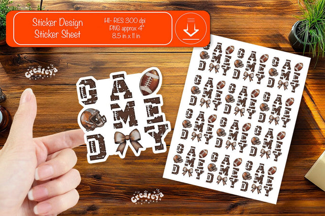 Football Stickers PNG printable stickers Print and cut stickers American football png Sublimation Createya Design 
