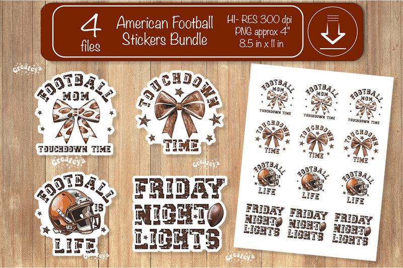 Football Stickers PNG printable stickers Print and cut stickers American football png Sublimation Createya Design 