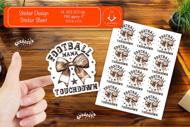 Football Stickers PNG printable stickers Print and cut stickers American football png Sublimation Createya Design 