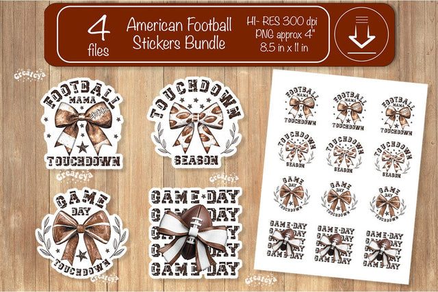 Football Stickers PNG printable stickers Print and cut stickers American football png SVG Createya Design 