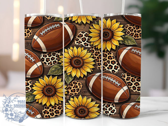 Football & Sunflower 20oz Tumbler, Football Sunflower, Sports Floral, Rustic Style, Sublimation Wrap, 20oz Tumbler, Game Day Aesthetic, Farmhouse Design Sublimation ToriDesigns 
