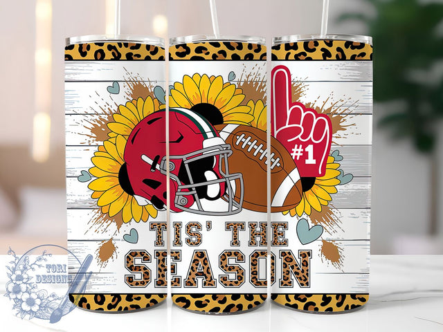 Football Sunflower Game Day Tumbler, Tis The Season Cup, 20Oz Sublimation Wrap, Floral Sports Drinkware, Game Day Gift Idea, Sunflower Fan Mug Design, Gridiron Flower Tumbler Sublimation ToriDesigns 