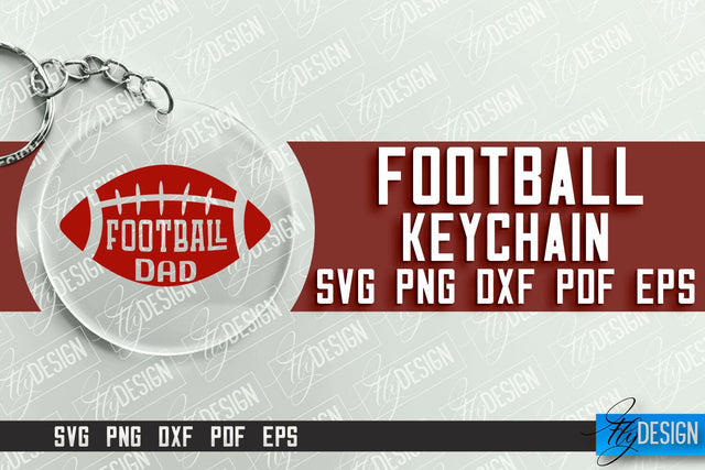 Football SVG Design | Round Keychain Designs | Dad Keychain SVG Fly Design 