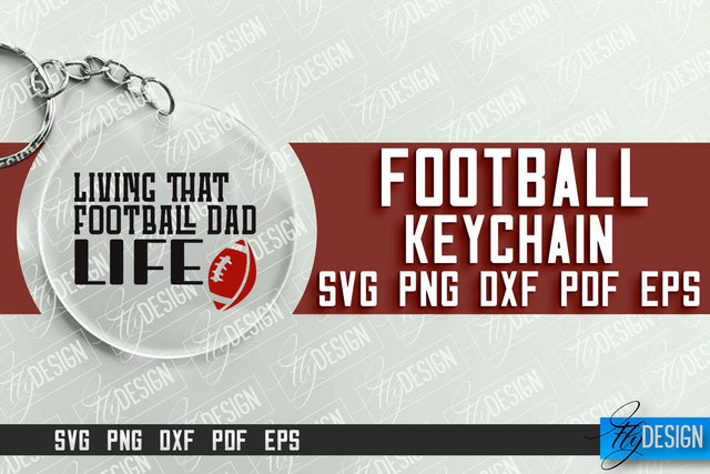 Football SVG Design | Round Keychain Designs | Dad Keychain SVG Fly Design 
