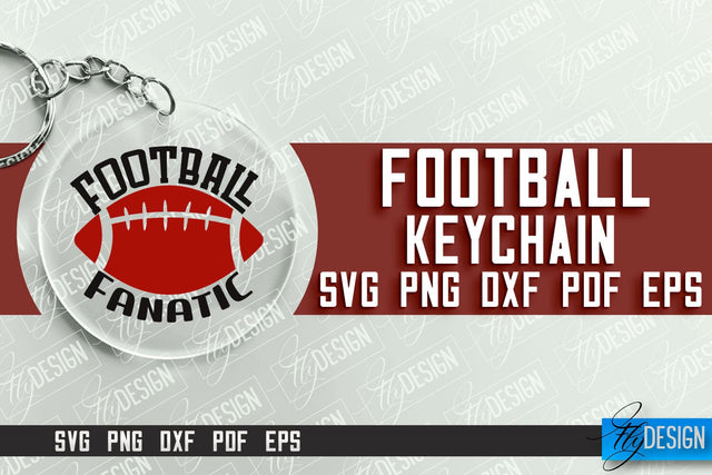 Football SVG Design | Round Keychain Designs | Dad Keychain SVG Fly Design 