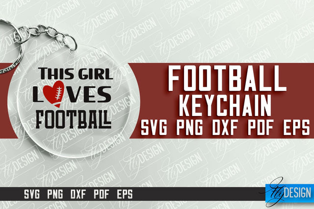 Football SVG Design | Round Keychain Designs | Dad Keychain SVG Fly Design 