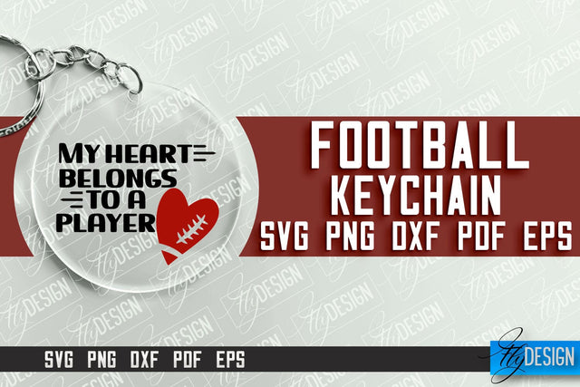 Football SVG Design | Round Keychain Designs | Dad Keychain SVG Fly Design 