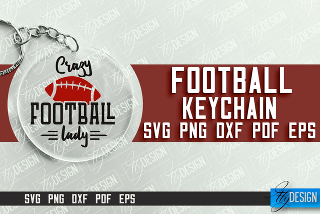 Football SVG Design | Round Keychain Designs | Dad Keychain SVG Fly Design 