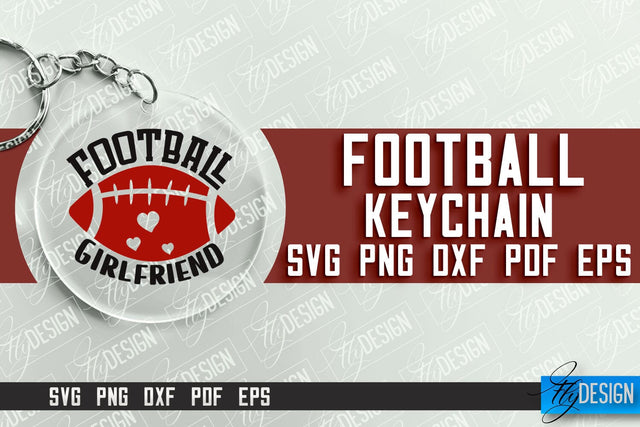 Football SVG Design | Round Keychain Designs | Dad Keychain SVG Fly Design 