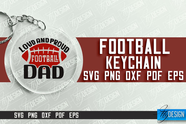 Football SVG Design | Round Keychain Designs | Dad Keychain SVG Fly Design 