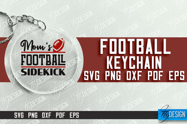 Football SVG Design | Round Keychain Designs | Dad Keychain SVG Fly Design 