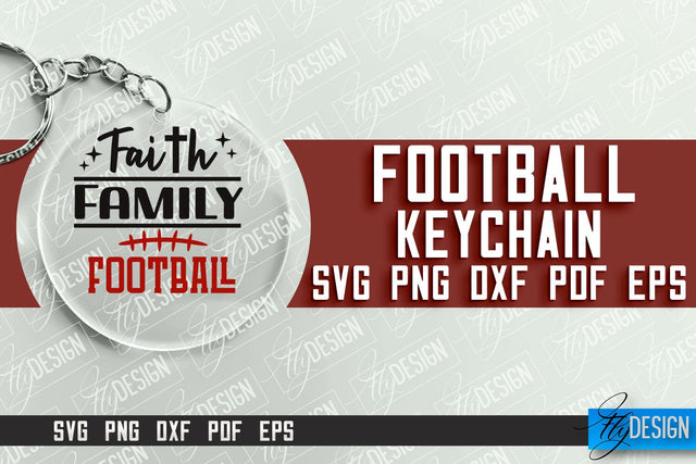 Football SVG Design | Round Keychain Designs | Dad Keychain SVG Fly Design 
