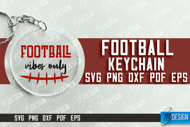 Football SVG Design | Round Keychain Designs | Dad Keychain SVG Fly Design 
