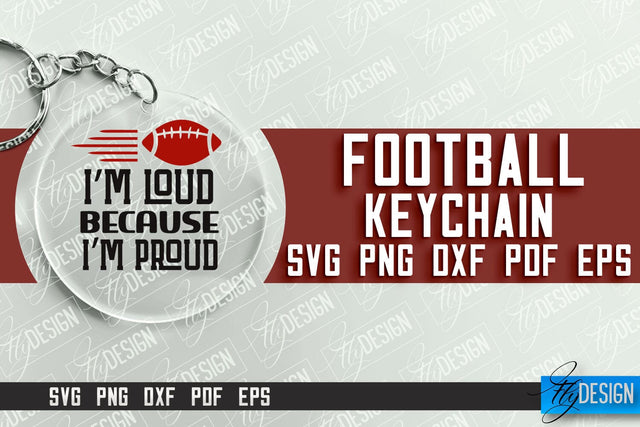 Football SVG Design | Round Keychain Designs | Dad Keychain SVG Fly Design 