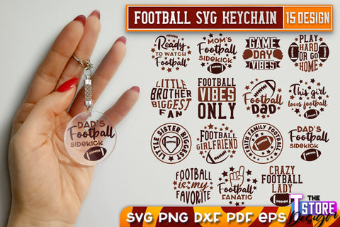Football SVG Design | Round Keychain Designs | Dad Keychain SVG The T Store Design 