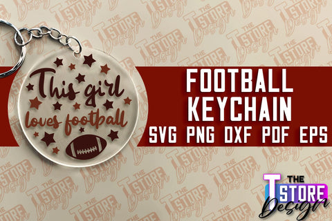 Football SVG Design | Round Keychain Designs | Dad Keychain SVG The T Store Design 