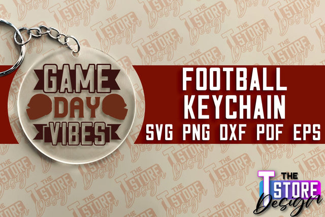 Football SVG Design | Round Keychain Designs | Dad Keychain SVG The T Store Design 