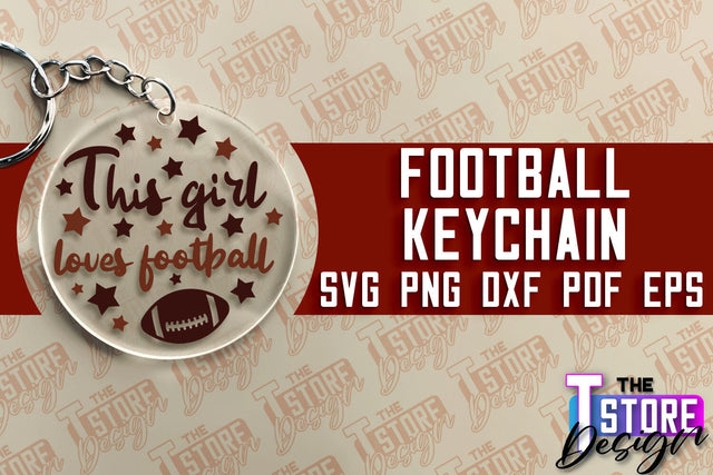 Football SVG Design | Round Keychain Designs | Dad Keychain SVG The T Store Design 