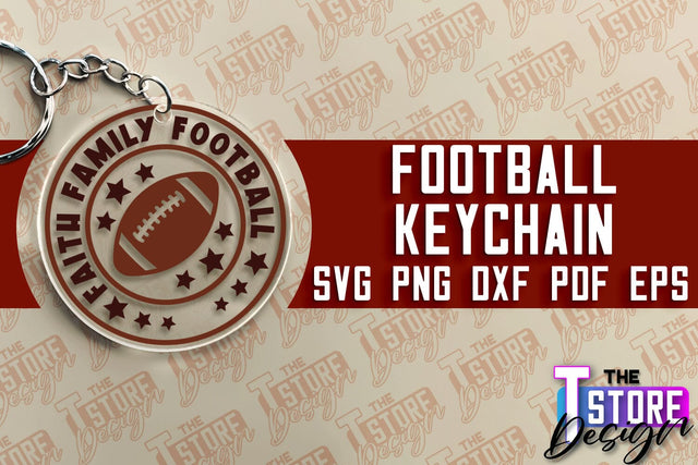 Football SVG Design | Round Keychain Designs | Dad Keychain SVG The T Store Design 