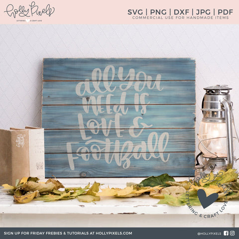 Football SVG Files | All You Need is Love and Football | Football Cut File SVG Ikonart Design Shop 