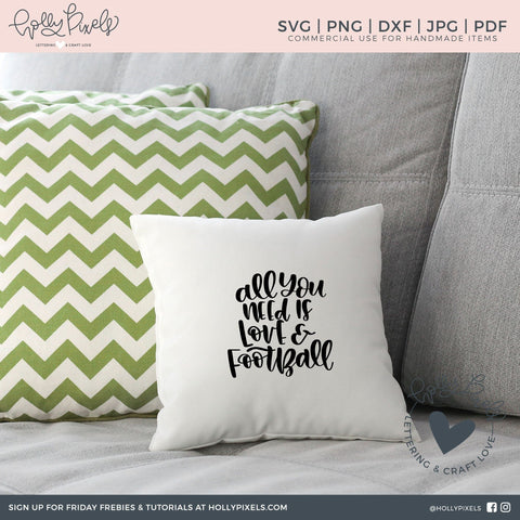 Football SVG Files | All You Need is Love and Football | Football Cut File SVG Ikonart Design Shop 