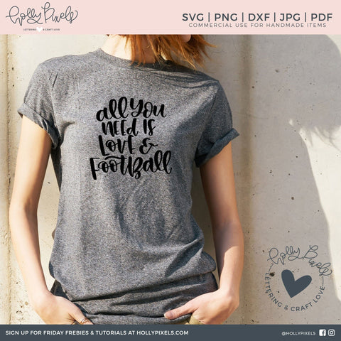 Football SVG Files | All You Need is Love and Football | Football Cut File SVG Ikonart Design Shop 