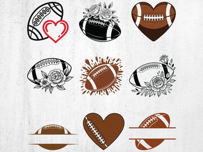 Football SVG, Sports Silhouette, Heart Designs SVG Creativeart88 