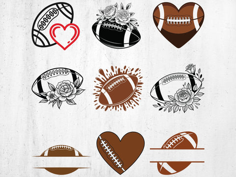 Football SVG, Sports Silhouette, Heart Designs SVG Creativeart88 