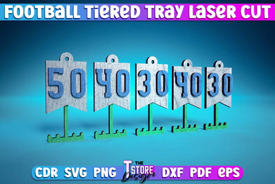 Football Tiered Tray Laser Cut | Tiered Tray Laser Cut Design | CNC Files SVG The T Store Design 