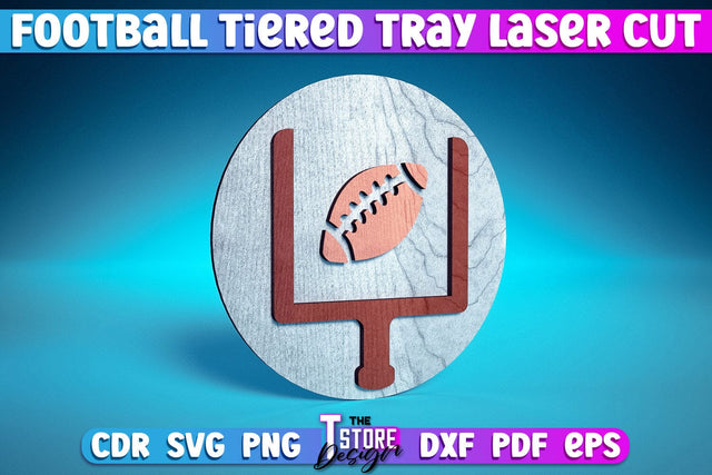 Football Tiered Tray Laser Cut | Tiered Tray Laser Cut Design | CNC Files SVG The T Store Design 