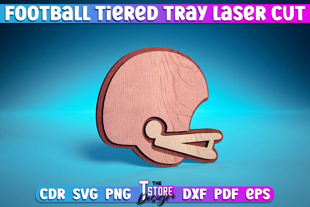 Football Tiered Tray Laser Cut | Tiered Tray Laser Cut Design | CNC Files SVG The T Store Design 